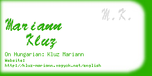 mariann kluz business card
